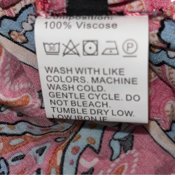 ePretty Pink Paisley Print V Neck Tie Back Dress Size Medium - Picture 13 of 15